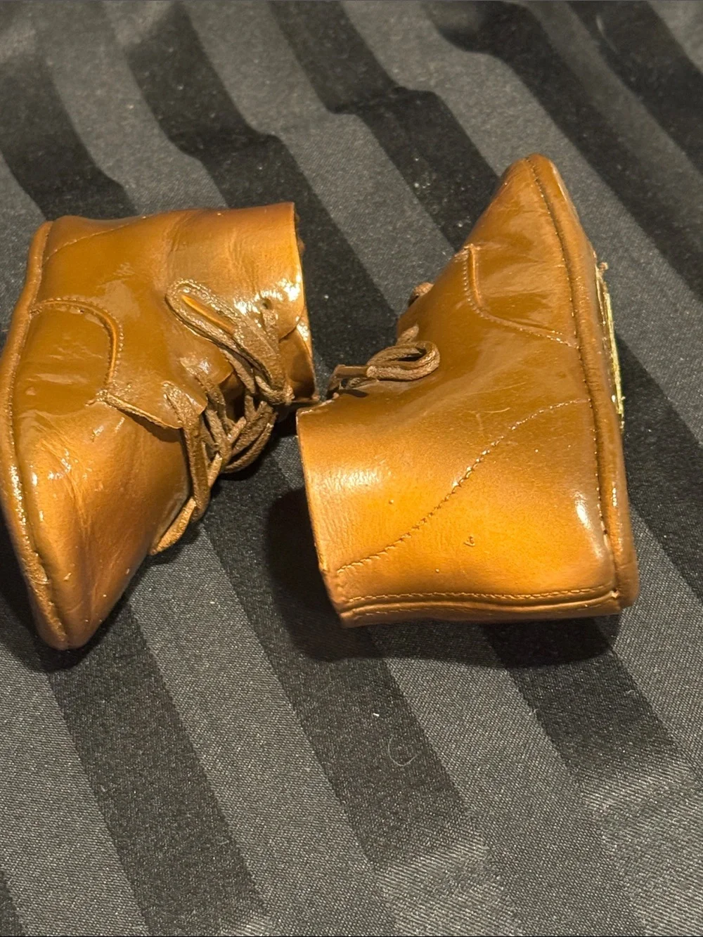 Toddler Lace-Up Ankle Boots Bronze Sprayed -From 1960’s